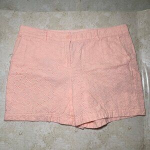 Ann Taylor Loft Womens Eyelet Lace Shorts‎ Size 12 Peach Summer Casual Holiday